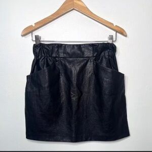 Zara Black Faux Leather Skirt with Pockets M